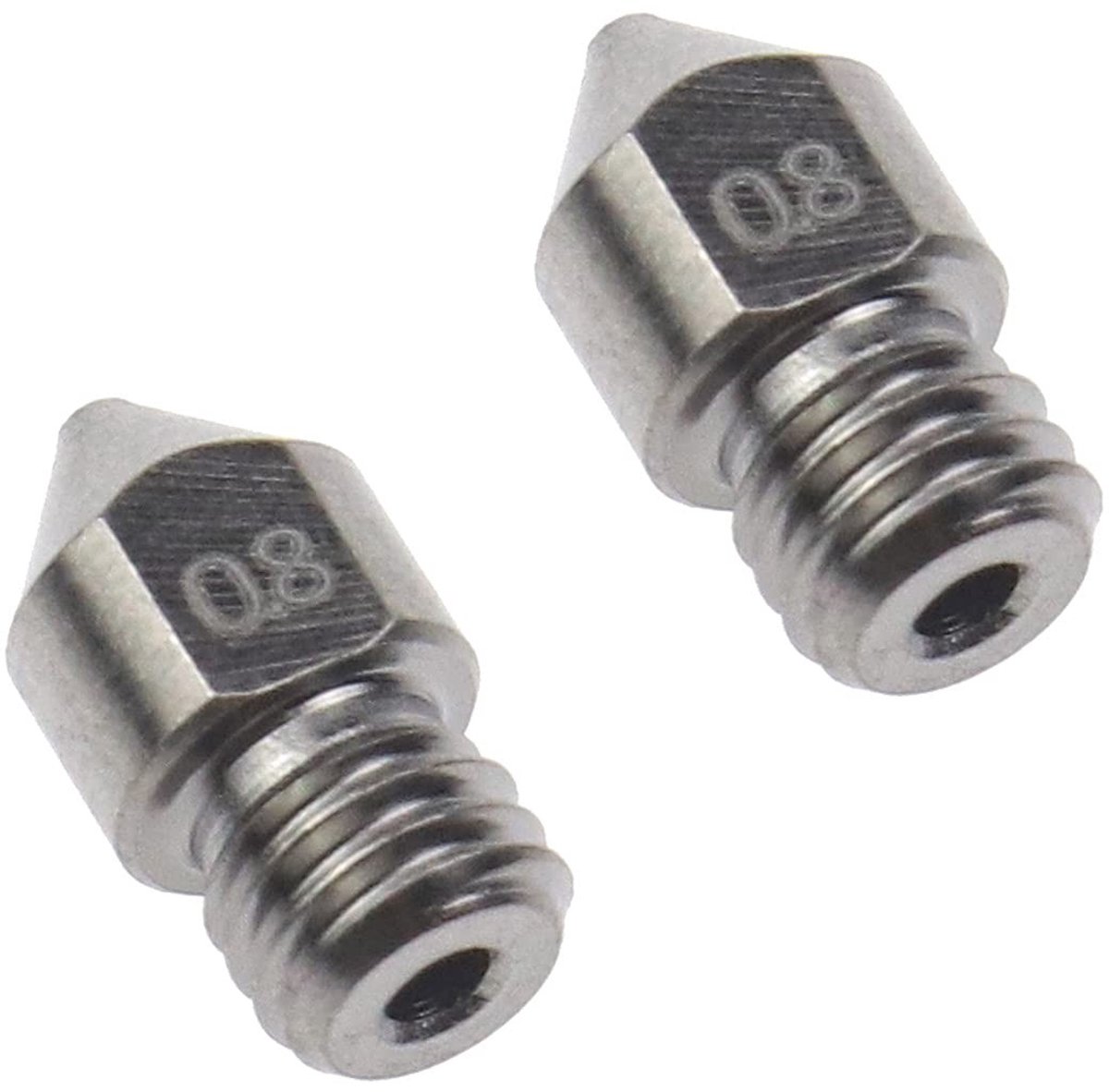 Store_8 - 2 stks gehard stalen sproeiers - 0.8mm nozzles - Perfect voor 3D printen - M6 schroefdraad - Geschikt voor Creality Ender 3 Pro en CR10 -...