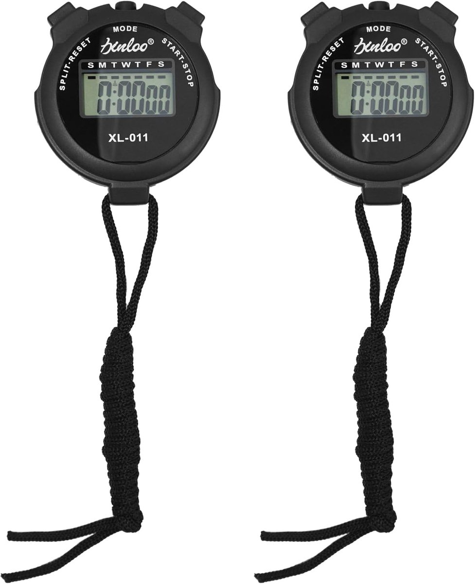 Sports Stopwatch - 2 Pcs Digital Timer met Alarm - Klok - Kalender - Voor Trainer - Scheidsrechters - Basketball - Hardlopen - Zwemmen - Fitness - En Meer