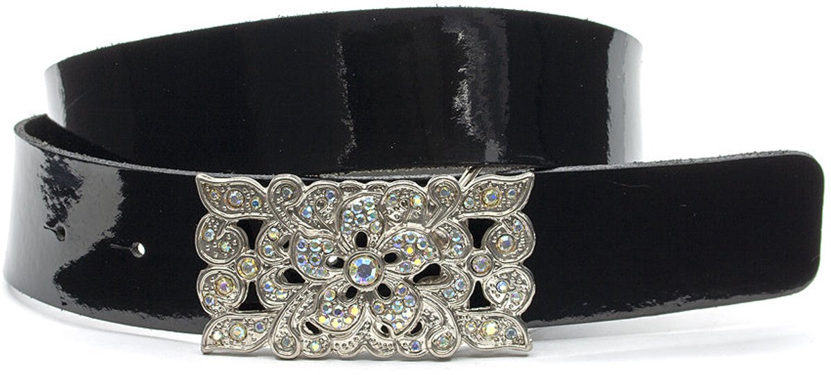 Zwarte lak dames riem - 4 cm breed - Leer - Lak riem - Chique - Maat 95