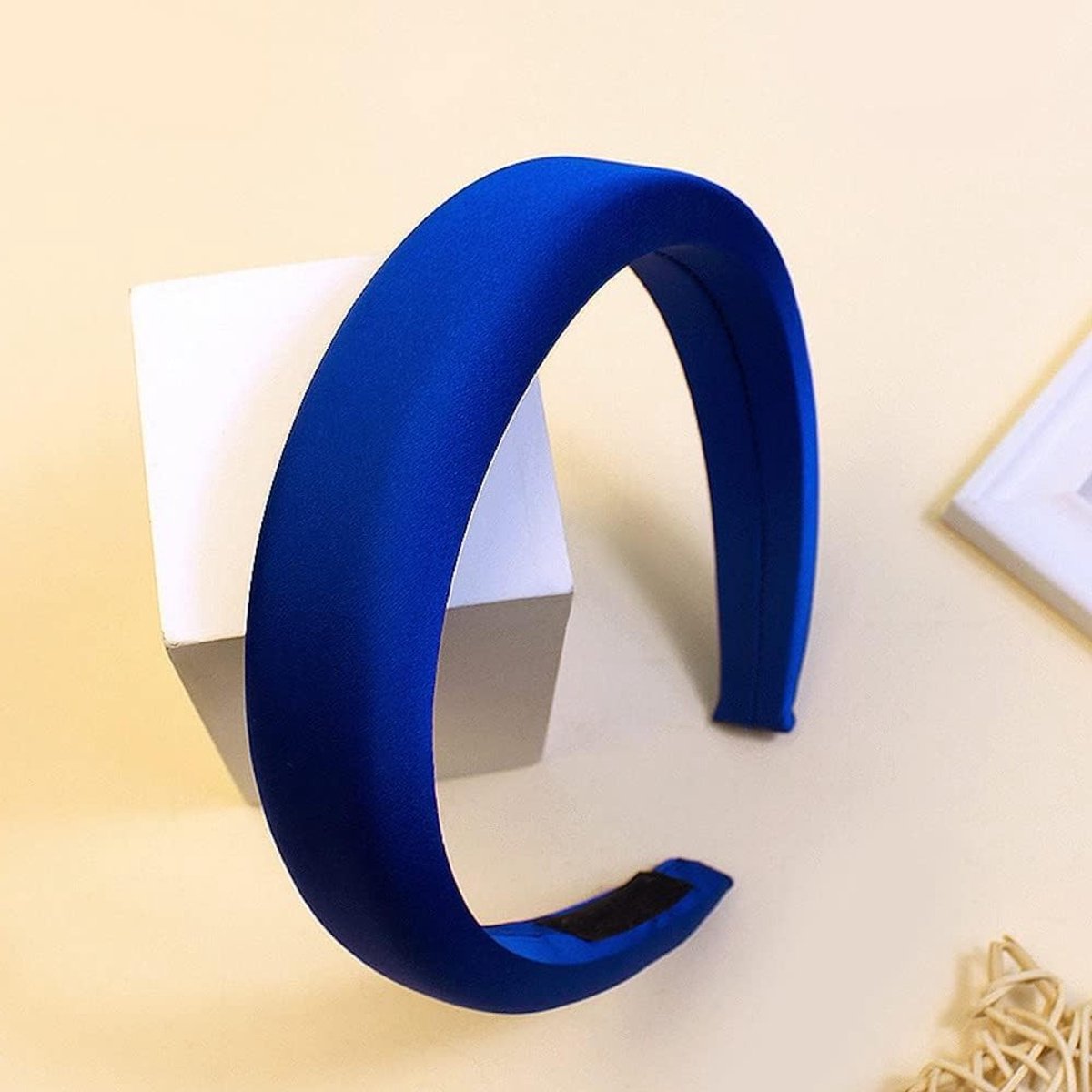 Retro Satijnen Haarband voor Dames, Brede Haaraccessoire voor Dating, Yoga en Vakantie, Koninklijk Blauw