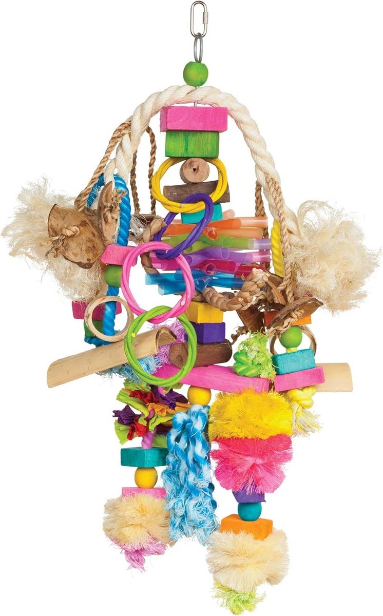 Vogel Speelgoed - Vogel Knaagspeelgoed - Vogel Vermaken - Veilige Kleuren - 58 cm - Multicolor