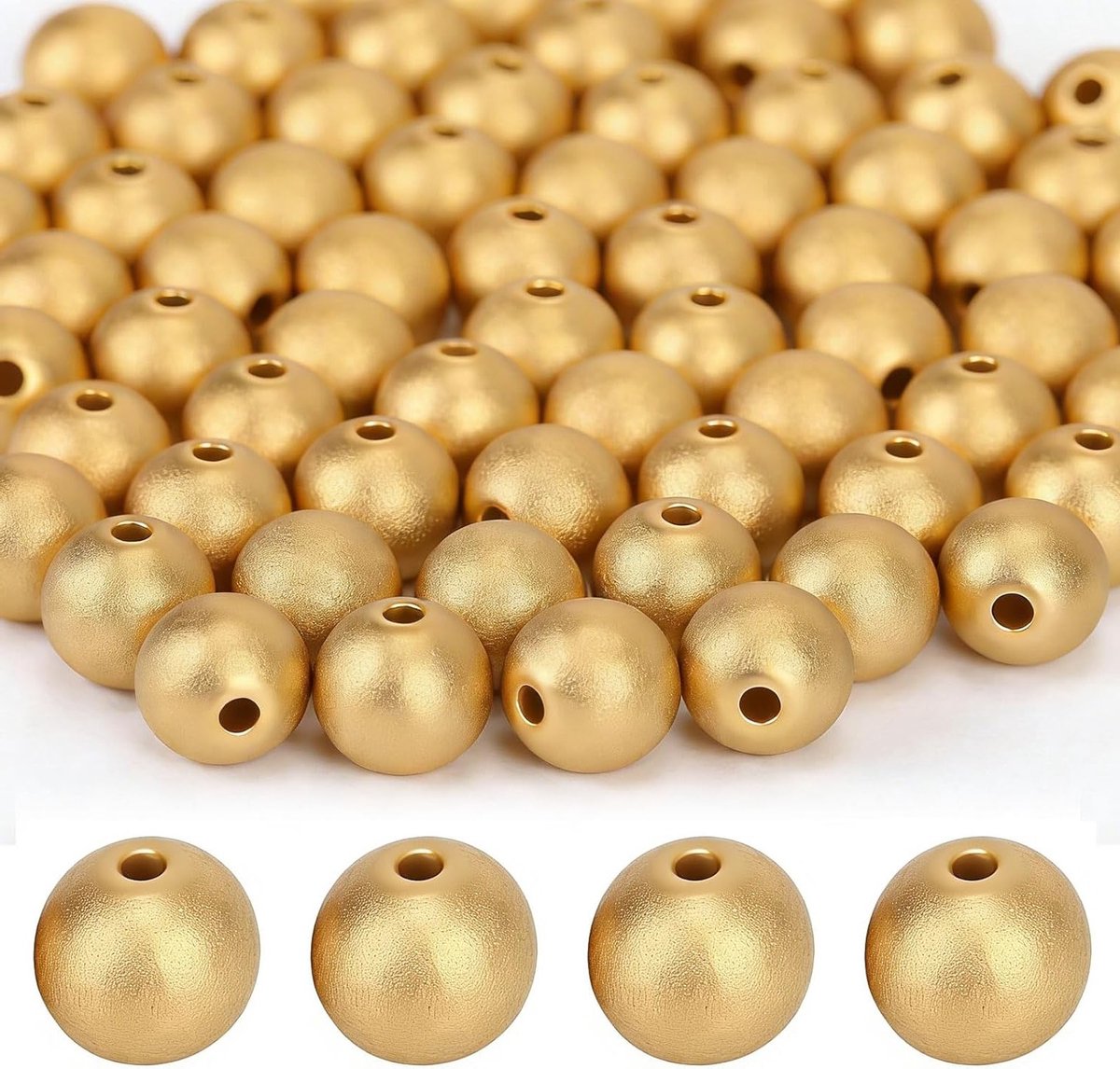 100 Stuks Gouden Houten Kralen 20mm Rond voor DIY Sieraden, Armbanden en Decoraties met 4-4.5mm Gat