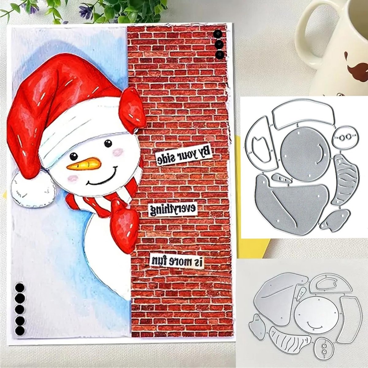 Sneeuwman en Kerstman Wenskaart Metalen Die Cuts voor DIY Scrapbooking en Kaart Maken, Decoratieve Stencils en Embossing voor Feestdagen