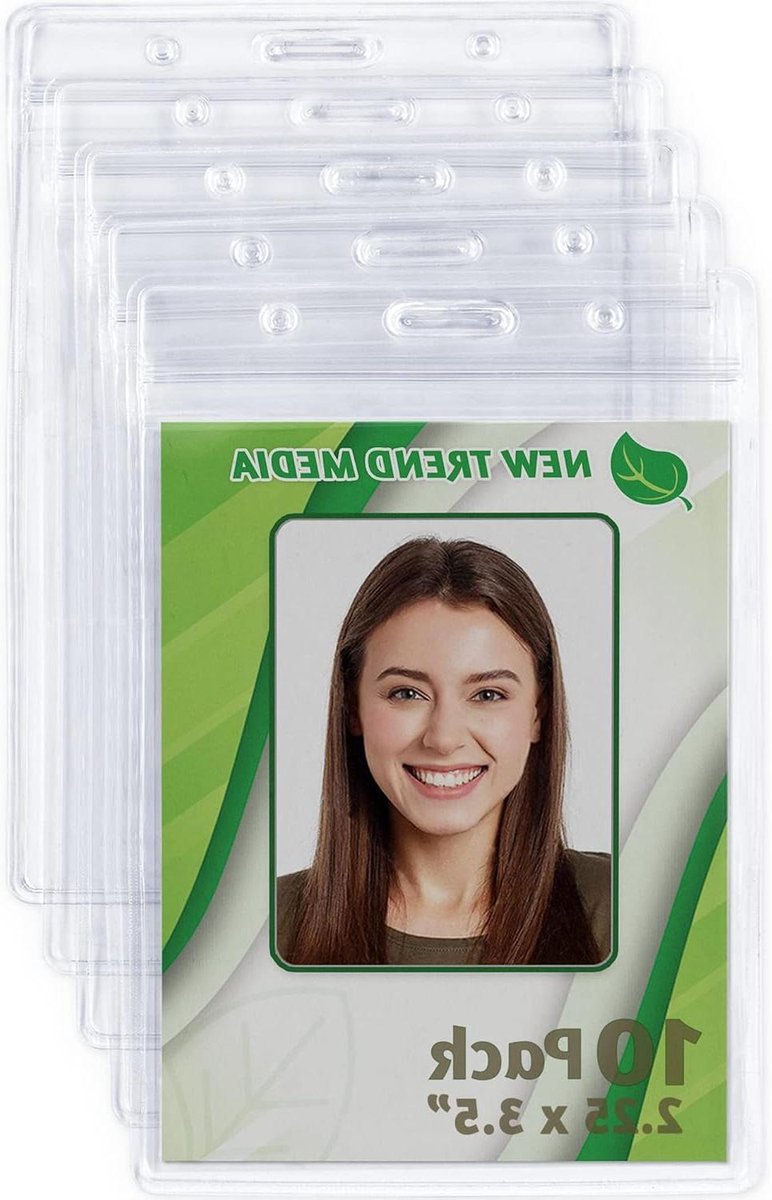 Badgehouders Verticaal - Naamkaart Houder - Identificatie Tonen - Waterdicht en Hersluitbaar - 10 Stuks - Transparant