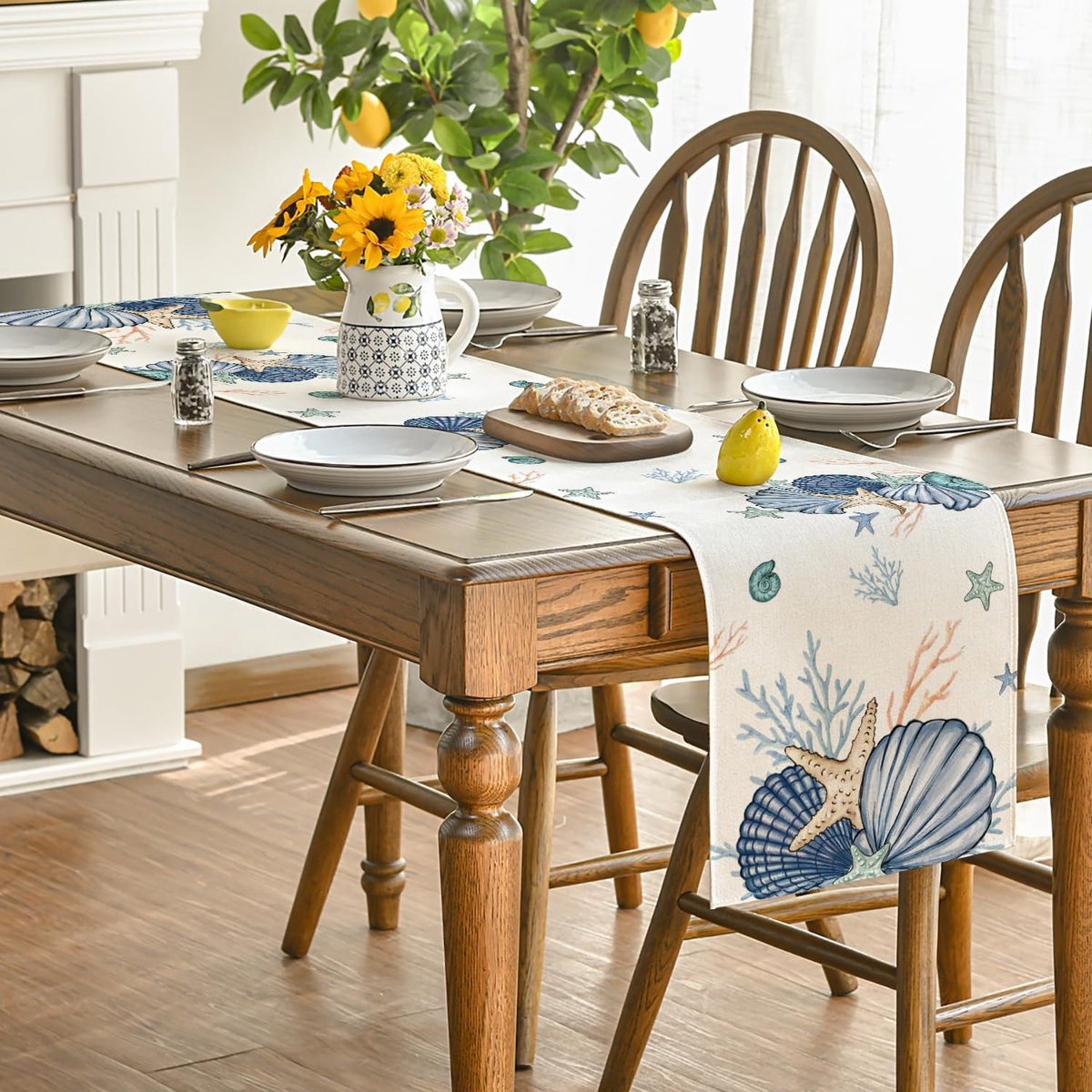 Tafelloper - Tafelkleed runner - Keuken decoreren - Duurzaam polyester - 40x140 cm - Blauw