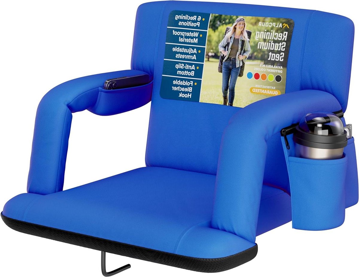 Draagbare Stoel - Kampeerstoel Zitje - Buitenactiviteiten - 6 Verstelbare Posities - 21 Inch Breed - Blauw
