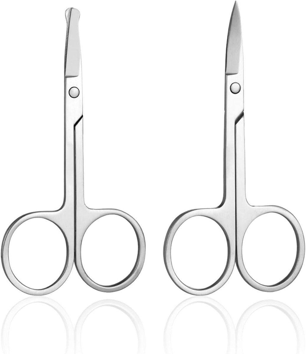 Neushaarschaartjes - Wenkbrauwschaartjes - Gezichtsverzorging - Roestvrijstaal - 9x4.2 cm - Zilverkleurig