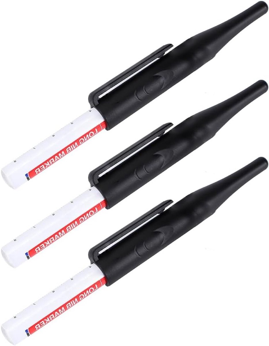 3 x Diepe Holen Marker Pennen voor Houtbewerking, Multifunctionele 30mm Penpunt voor Thuis DIY en Gereedschap - Zwart