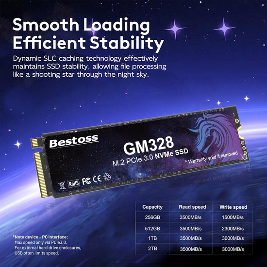 Interne SSD - Solid State Drive - Sneller Laden - PCIe Gen3 - 1TB - Paars en zwart van Merkloos — afbeelding 3