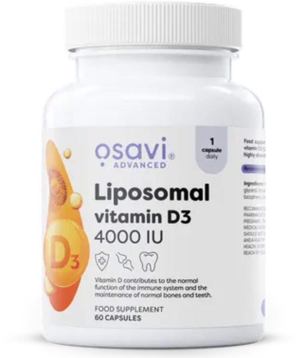 Osavi Liposomale Vitamine D3 4000 IE 60 Capsules - Hooggedoseerd Cholecalciferol met Liposovit® Technologie - Veganistisch