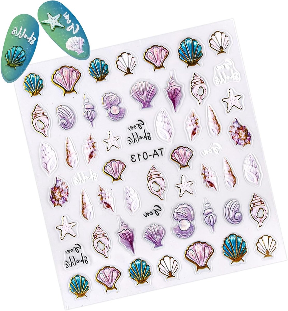 Zomerse Nagelstickers met Sterren en Schelpen voor Manicure, Telefooncases en Notitieboeken - Creatieve DIY Ideeën voor een Maritiem Thema