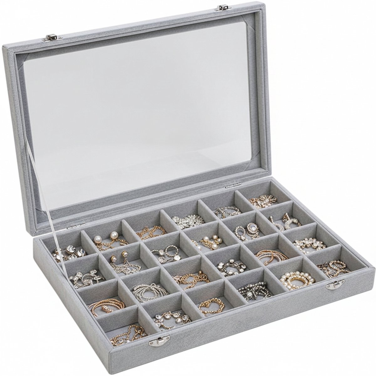 BENECREAT 24 stuks zwarte edelsteen display doos, 5,05 x 5,05 x 2 cm sieraden doos container met heldere top deksels voor edelstenen, festival bruiloft sieraden verpakking