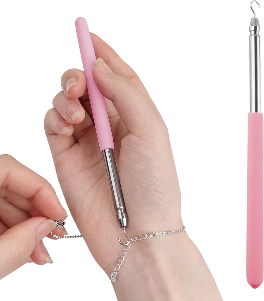 Elegante Armband Met Hangertje en Hulp Tool voor Parel Broches en Sieradenaccessoires (Roze)