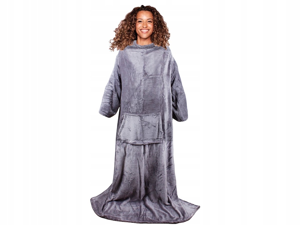 Fleece noony - Fleece - plaid - grijs - badjas - plaid met mouwen — cadeau in Wonen & Interieur - foto 3