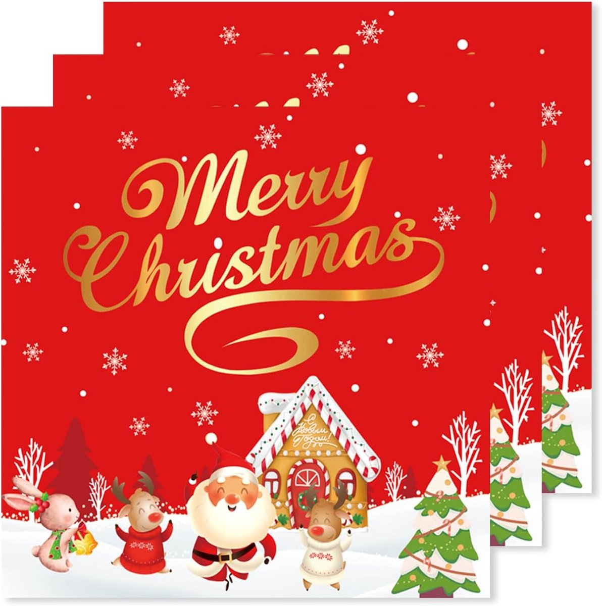 20 Kerstservetten met 'Merry Christmas' Opdruk