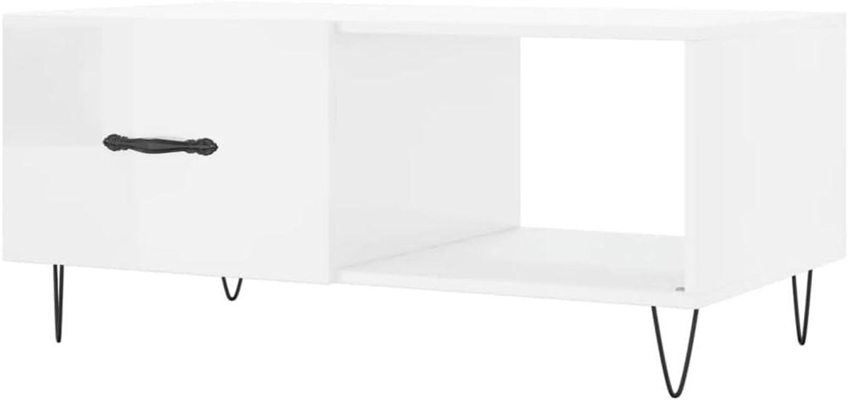 Salontafel - Bijzettafel Koffietafel - Woonkamer Opbergen - Glad Oppervlak Vochtbestendig - 90x50x40 cm - Hoogglans Wit