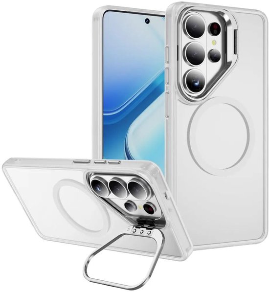 Hoesje Geschikt voor Samsung Galaxy S26 Ultra - Compatibel met MagSafe & Qi2 - Back Cover met Standaard - Camera Kickstand - Transparant