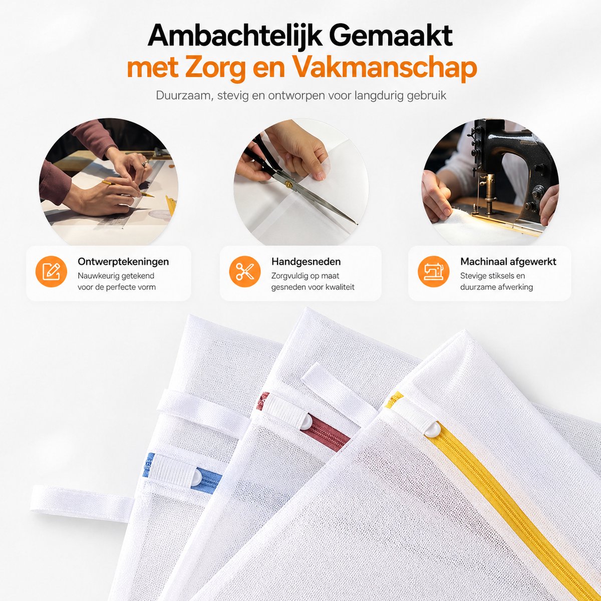 BOTC Waszakken - Wasnetten - Set van 6 - Bescherm je Wasgoed en Wasmachine - Transparant/Wit — afbeelding 2