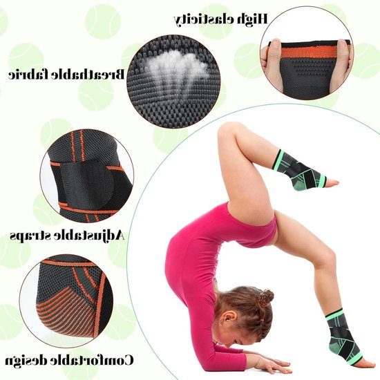 Professionele enkelbandages voor kinderen, unisex voetbandage met sluiting, oranje voor EU schoenmaten 33-36 — afbeelding 2