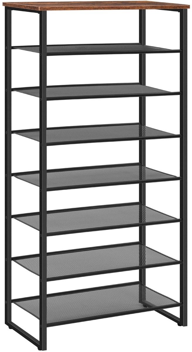 Seb3 - Schoenenrek - 8 Laags - Stijlvol en Stevig - Bruin - Schoenorganiser - Geschikt voor Hal en Woonkamer