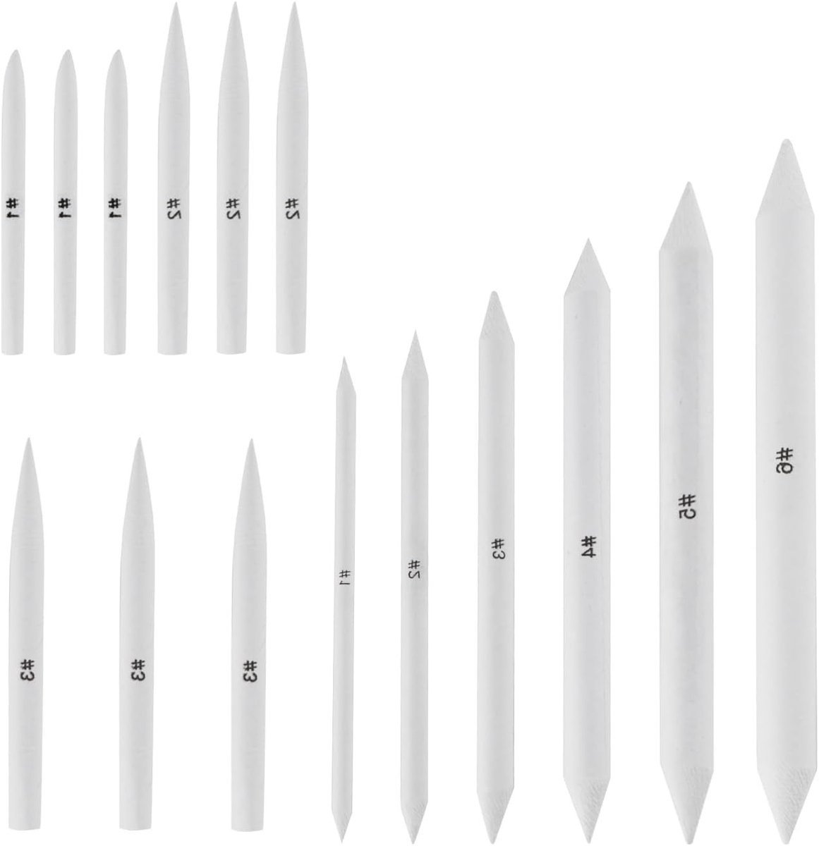 15-delige Gum Set voor Tekeningen, Perfect voor Schetsen, Kunst en Creatieve Projecten, Inclusief Stumps en Tortillions, Ideaal voor Artiesten en Ambachtslieden
