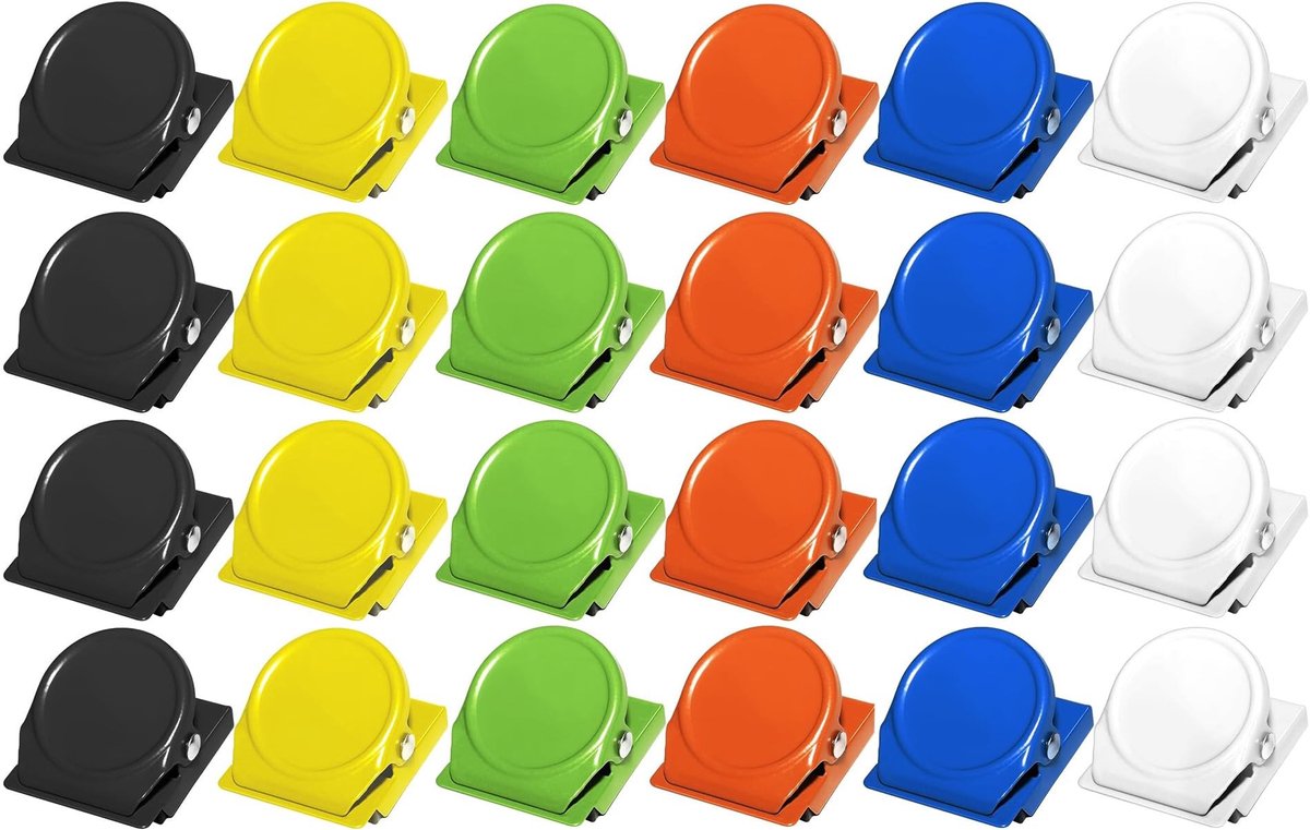 Allecto - Magnetic Clips - Magnetische Clips voor Koelkast - Multi-kleuren - 24 Stuks - Voor Kantoor en Thuis - Handig voor School en Keuken
