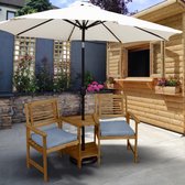 Tweepersoons Tuinliefdeset met Tafel en Parasolgat - Houten Draagbare Tuinbank voor Buiten