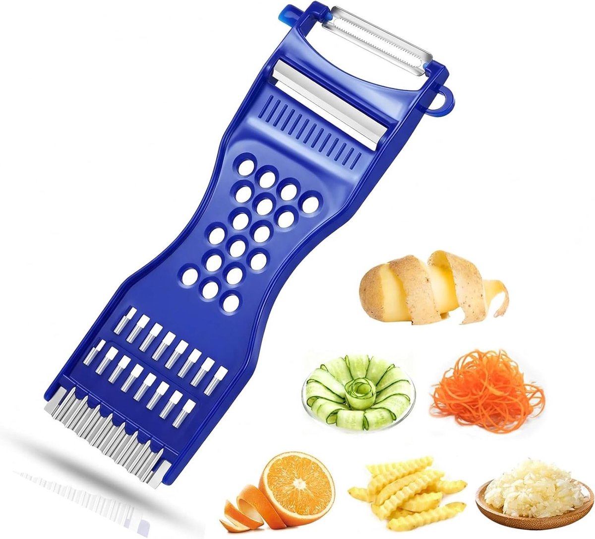 Multifunctionele dunschiller 6-in-1 voor groente, fruit en kaas, vaatwasmachinebestendig en geschikt voor links- en rechtshandigen