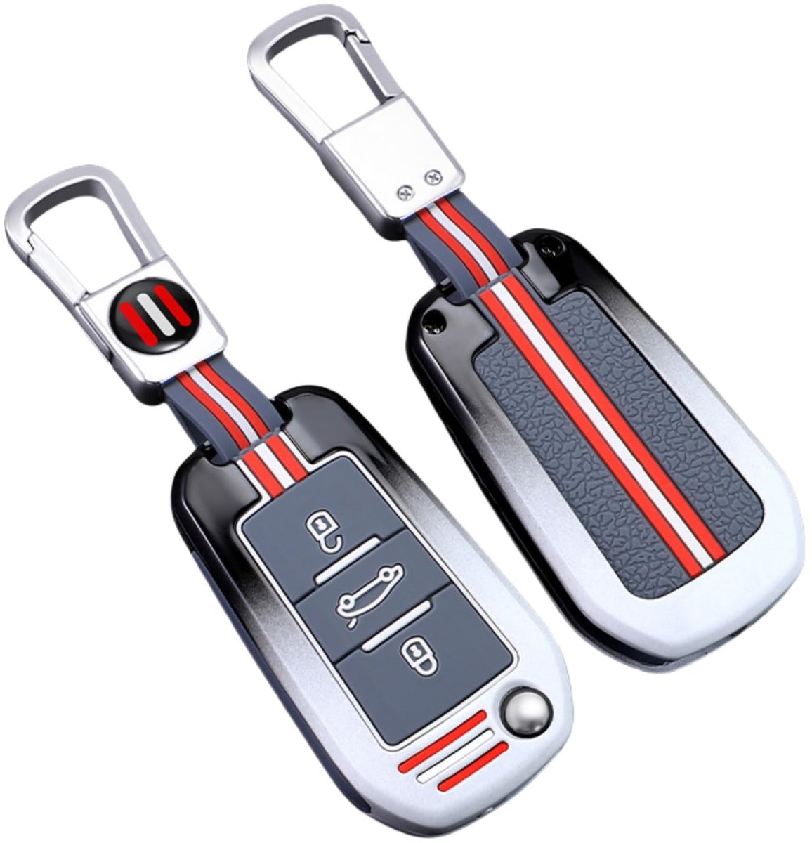 NTHProducts - Sleutelhoes - Bescherming tegen schokken - Grijs - Sleutelcover - Geschikt voor Peugeot en Citroën - Zink en silicone