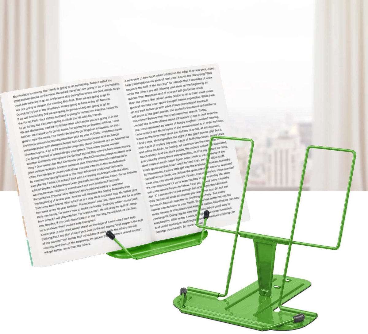 NTHProducts - Multifunctionele Boekstandaard - Verstelbare Boeksteun - Vouwbaar en Draagbaar - Groen - Ideaal voor Studie en Kantoor - Geschikt voor iP...