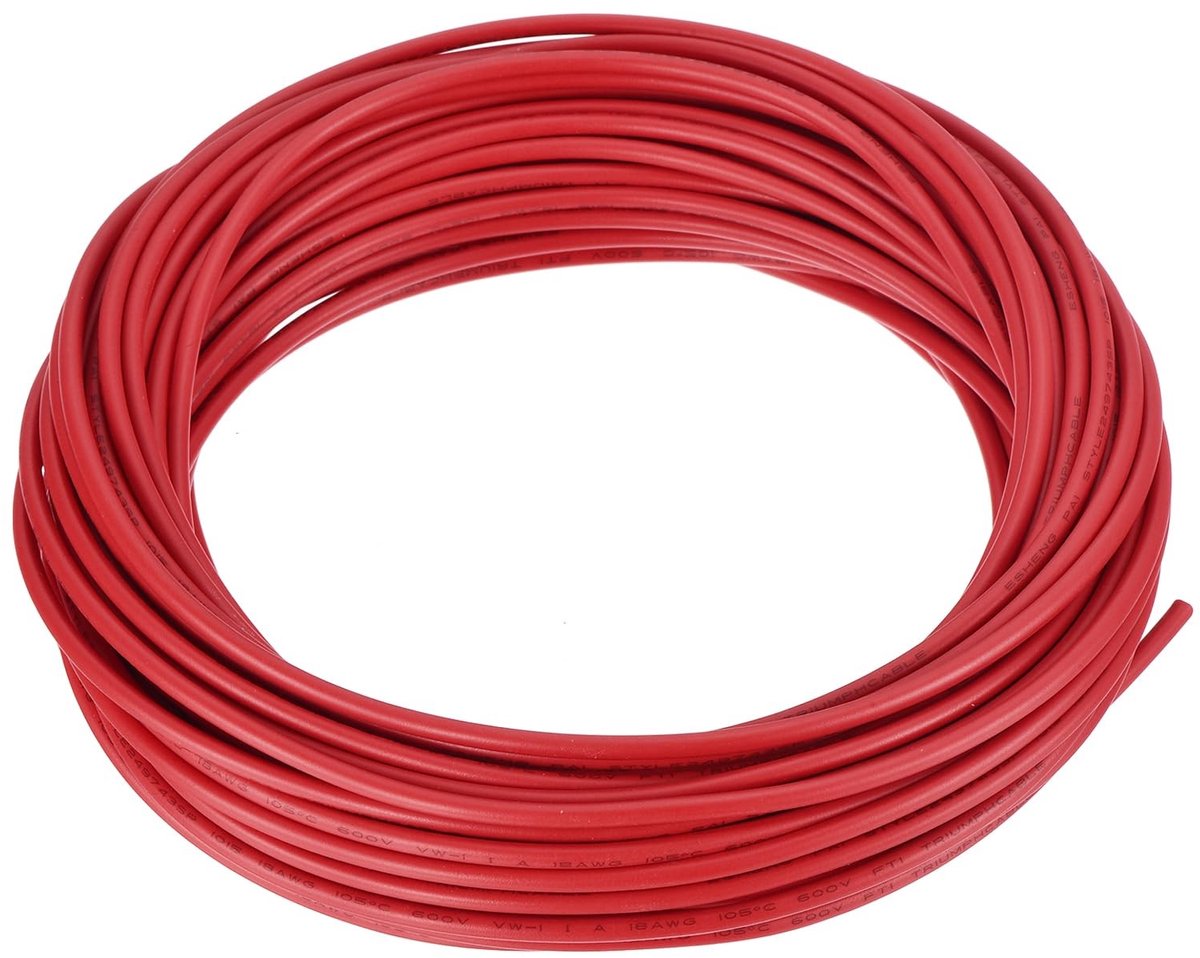 NTHProducts - Flexibele PVC Draad - 18AWG - Tinned Copper - Rood - 15m - Elektrische Verbinding - Geschikt voor Elektronica - 600V