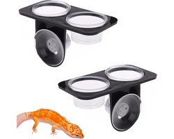 JeiibrZui Reptielen Voerbak - Klein - 2 Stuks Met Zuignap - Transparant Voor Gecko Hagedis Spin Terrarium