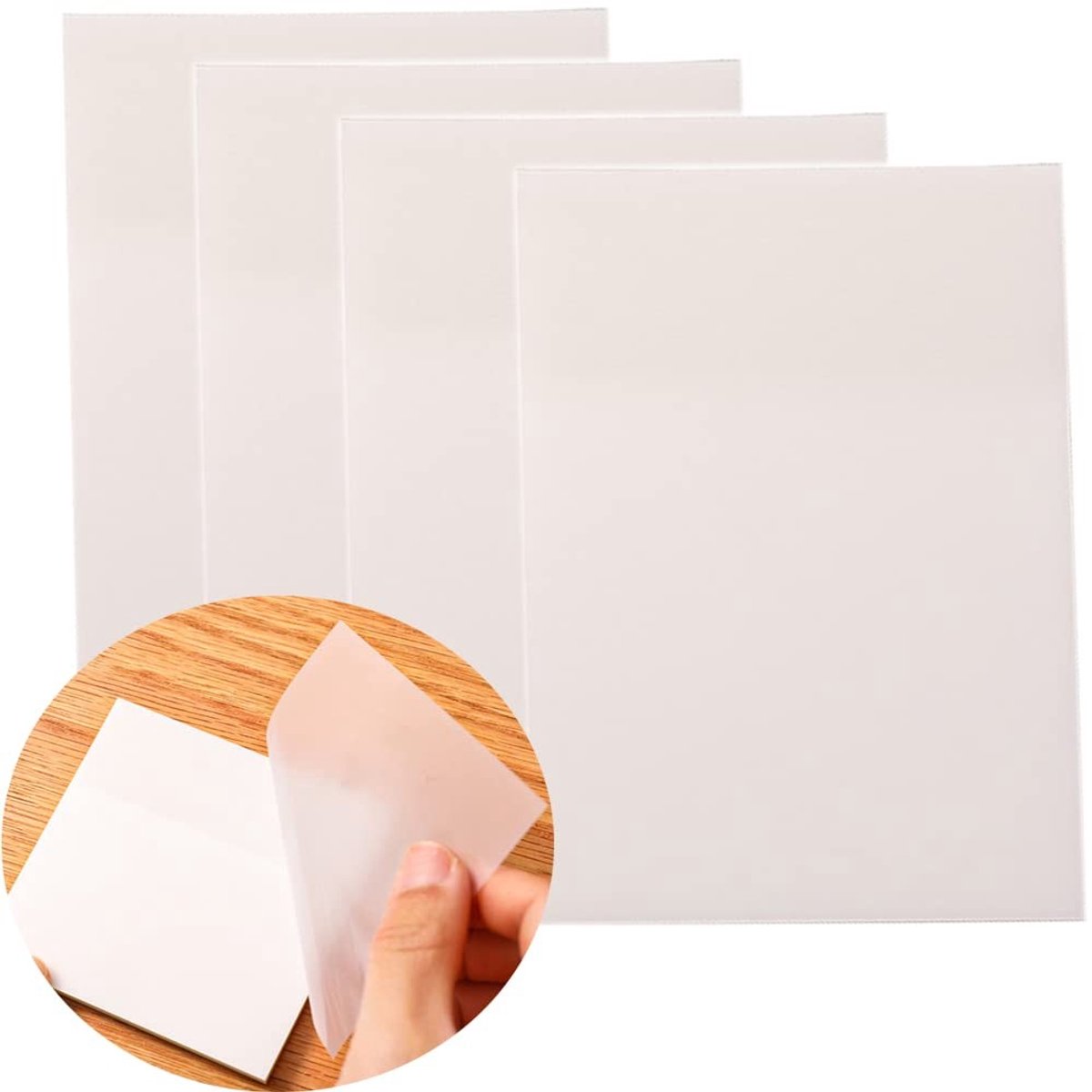 Allecto - Transparante zelfklevende notitieblaadjes - Herbeschrijfbaar - 75 x 95 mm - Kleurrijke sticky notes - Geschikt voor kantoor en studenten ...