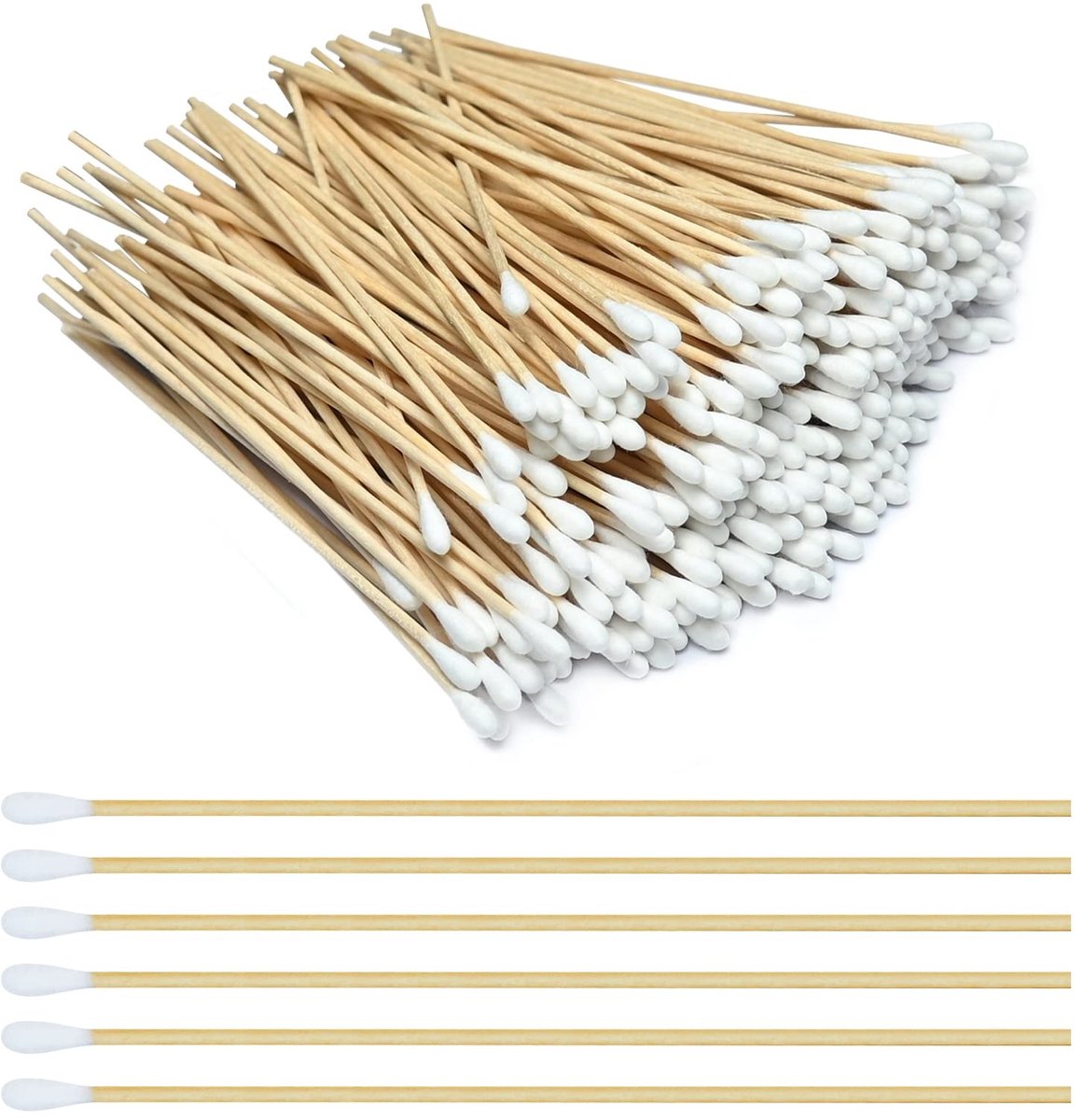 MTTProducts - Lange Houten Wattenstaafjes - 400 Stuks - Perfect voor Schoonmaken - 15 cm - Voor Make-up en Kunst - Ideaal voor Nauwkeurige Toepassingen