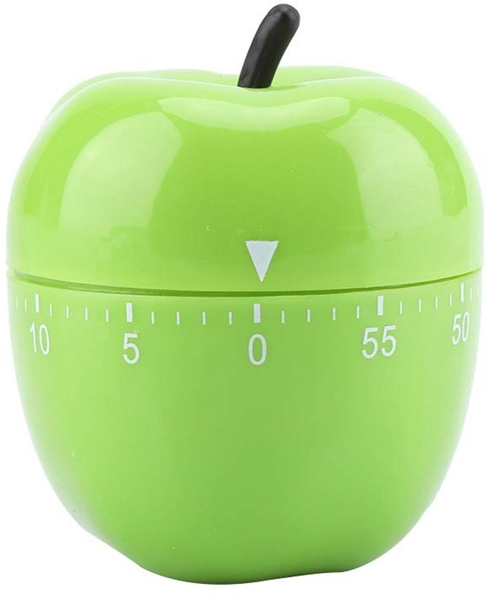Groene Mechanische Keuken Timer - Tot 60 Minuten - Schattige Appel Vorm - Duurzaam en Batterijvrij