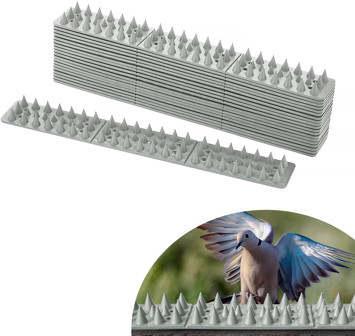 MTTProducts - Vogelwering - Dierenafschrikking - Duurzaam en weerbestendig - Grijs - Spikes voor vogels - Bescherming tegen ongewenste dieren - Geschik...