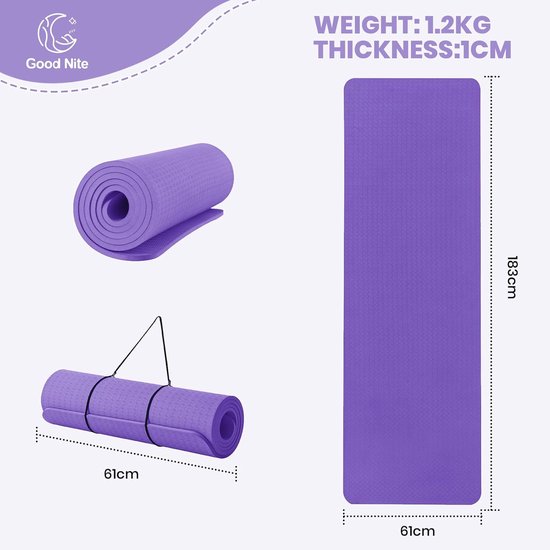 Yogamat - Fitnessmat Oefenmat - Balans Oefenen - Dubbelzijdig Antislip - 183 x 61 cm - Blauw van Yogamat — afbeelding 5