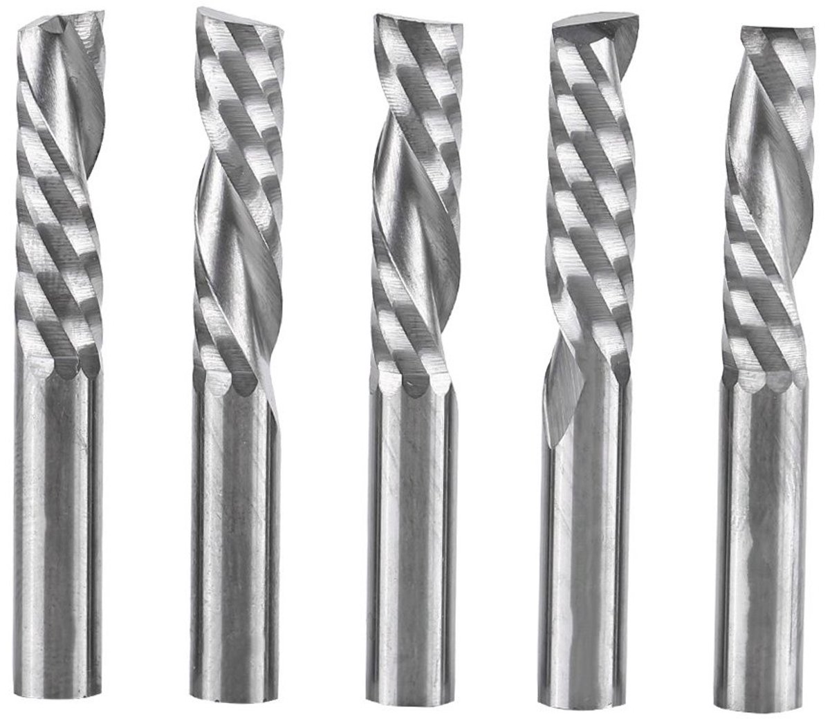Set van 5 Freesbits met 6mm Shank voor CNC Routeren - Ideaal voor Hout, Aluminium en Kunststof Bewerking