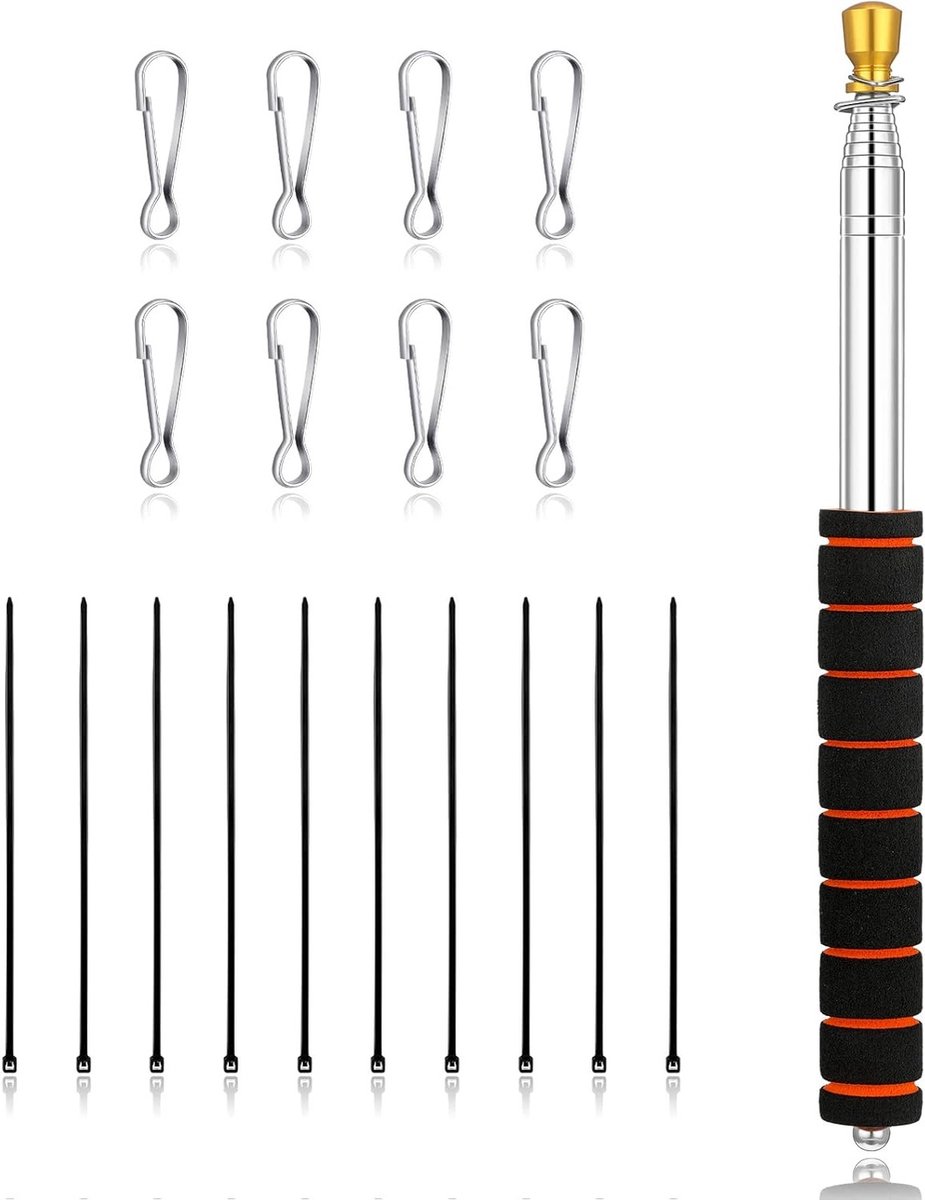 Telescopische Vlaggenmast - Uitschuifbare Stok - Kamperen Gidsen - Roestvrij Staal - 2 Meter - Zwart
