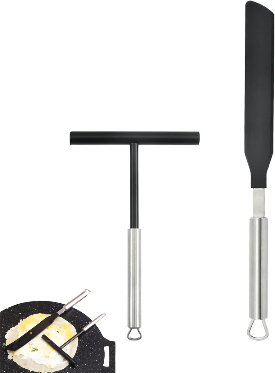 Spatel roestvrij staal crêpes bakgerei 2 stuks zwart 19,5 x 12,3 cm