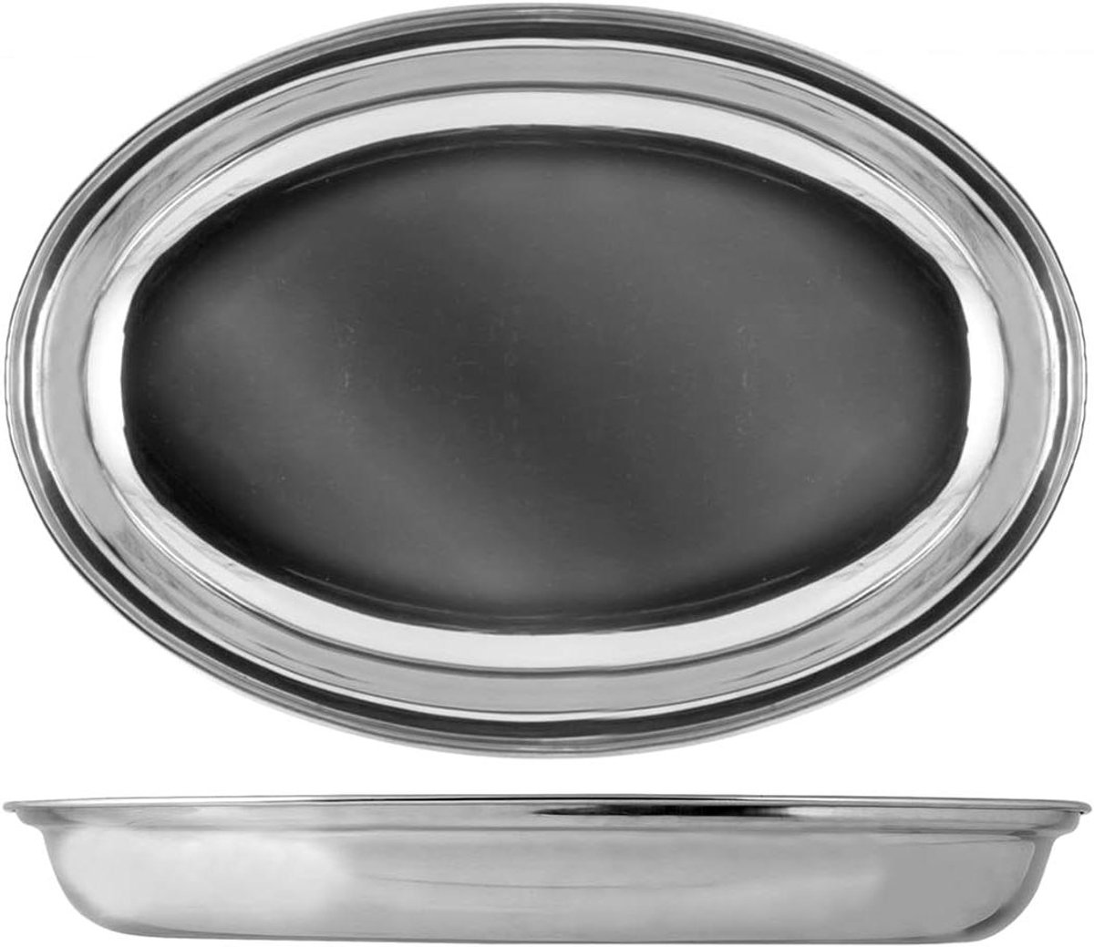 Ovenschaal Ovaal - Roestvrij Staal - Gerechten Bereiden - Vaatwasmachinebestendig - 25 cm - Zilverkleurig
