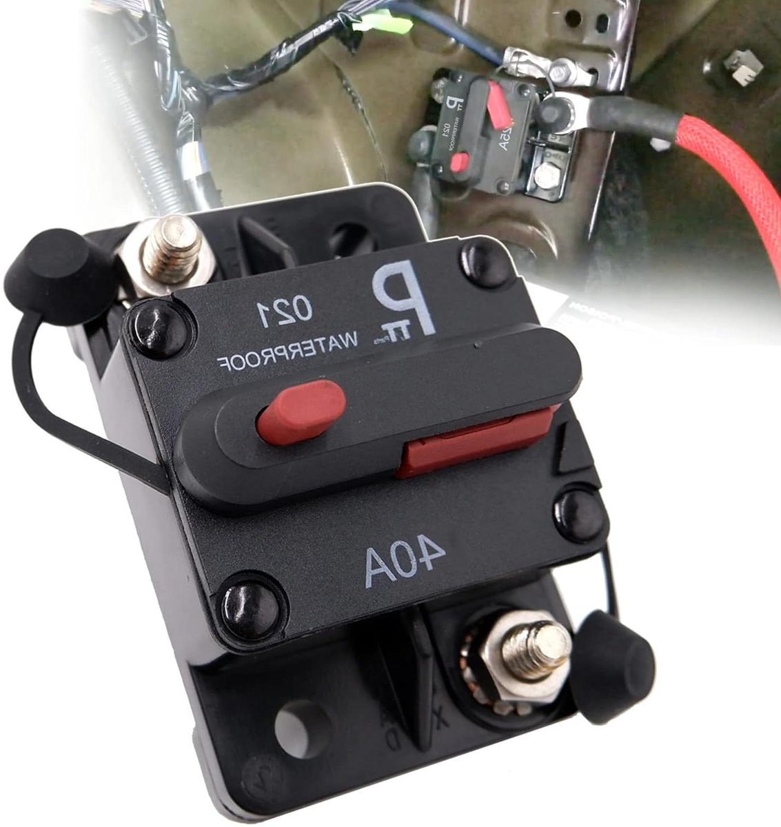 Stroomonderbreker - Circuit Breaker Zekering - Voertuig Beveiliging - Handmatige Reset - 40A 12-48VDC - Zwart