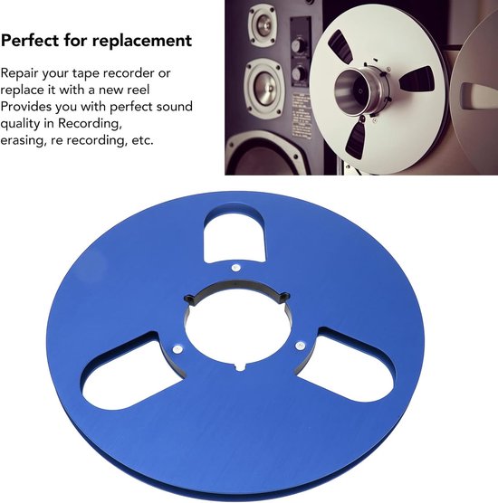 Lege Spoel Aluminium - Opwikkelspoel Tape - Geluidsopnames Archiveren - 3 Windbestendige Gaten - 10 Inch - Blauw — afbeelding 2