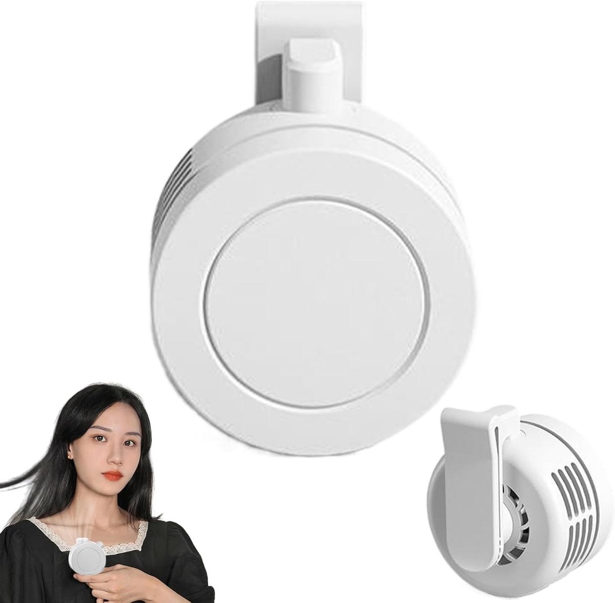 Draagbare Ventilator - Mini Blazer - Buitenactiviteiten - Handsfree Clip-on - 77x64x58mm - Wit