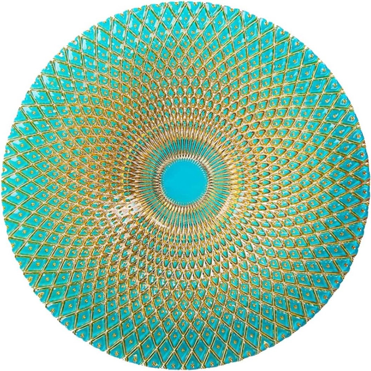 Glazen Plate - Dessert Borden - Diner Presentatie - Bohemian Design - 33 cm Diameter - Groen