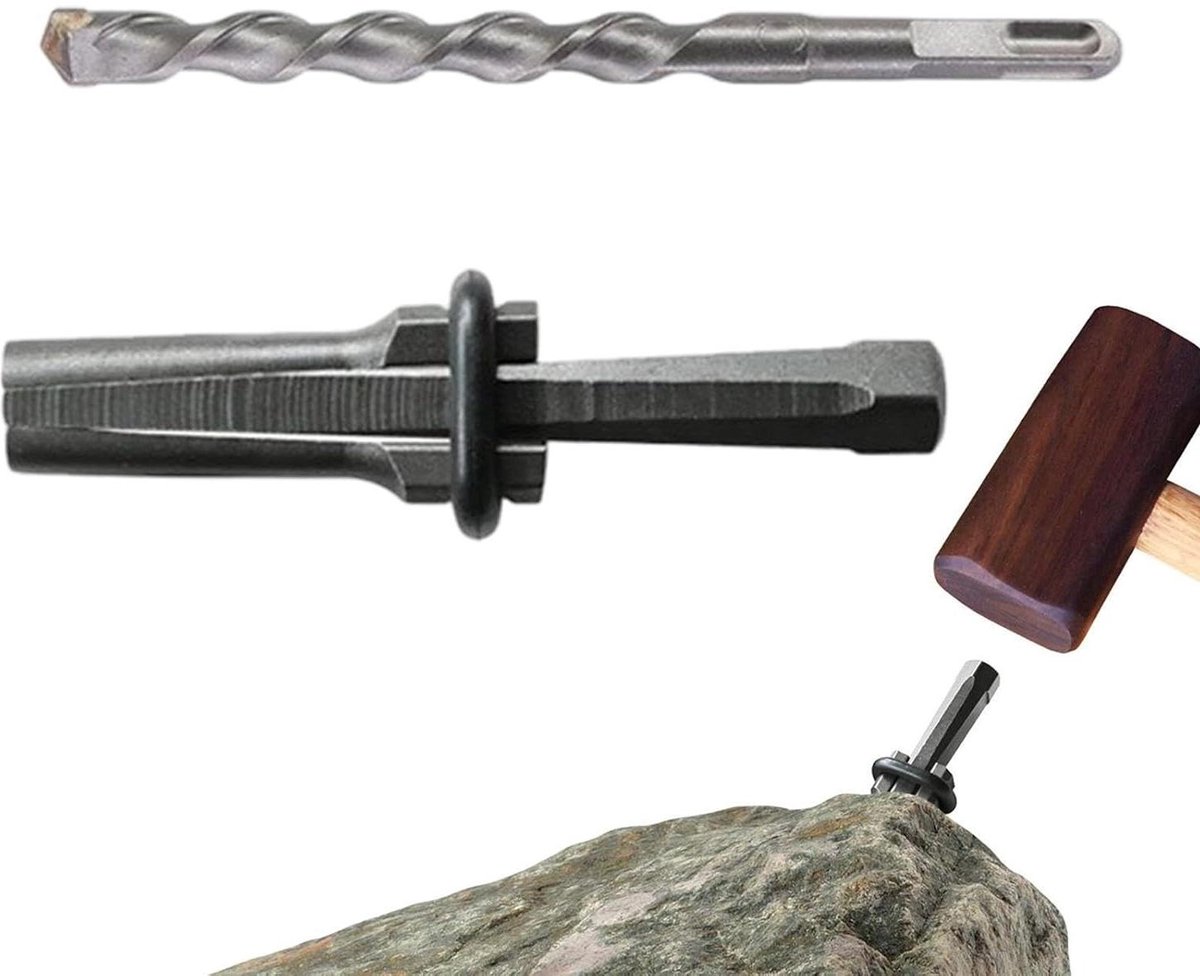 Stenen Splijtgereedschap - Steensplijter Wiggen - Metselwerk Snijden - Gehard Staal - 10.5 cm - Zilver
