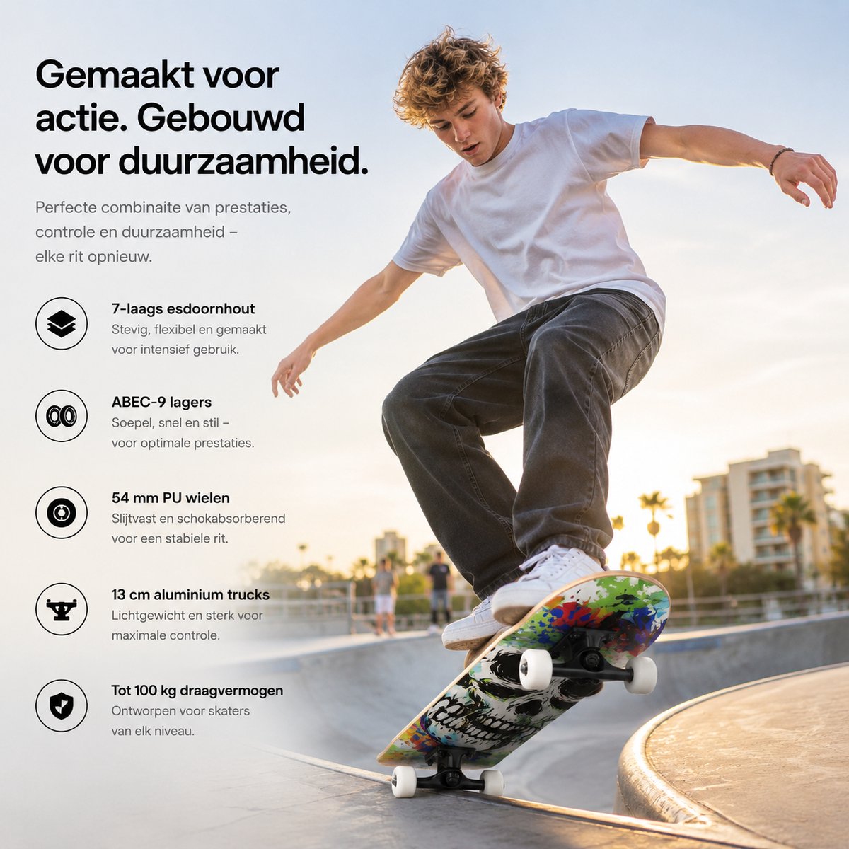 Suotu Skateboard - 80x20cm - ABEC-9 - 95A - schokabsorptie - Jongens - Meisjes - Volwassenen Skateboards — afbeelding 5