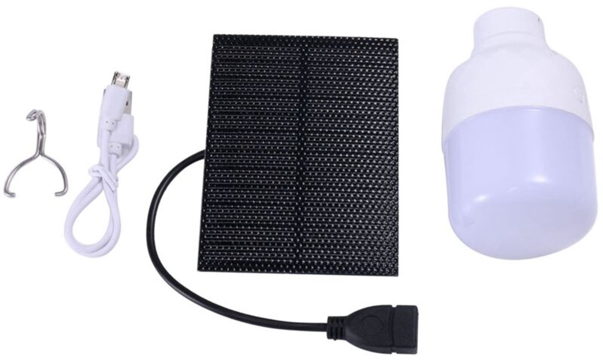 Monokristallijne silicium zonnepanelen en via USB oplaadbare ledverlichtingssets zijn geschikt voor binnen- en buitenactiviteiten zoals wandelen, kamperen en vissen.