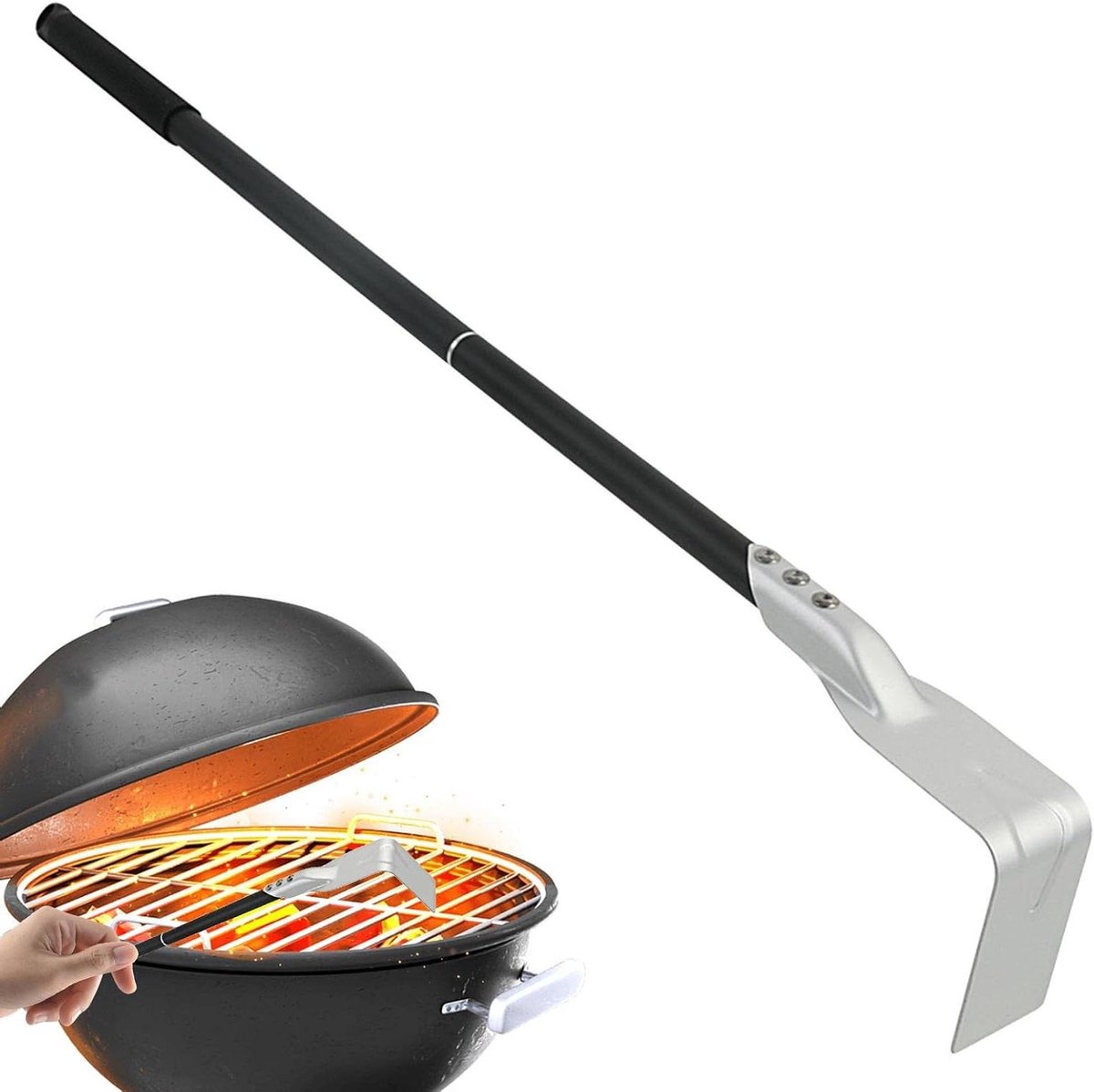Pizza Oven Ash Rake - Schoffel Asschep - Oven Schoonmaken - Verlengd Handvat - 67 cm - Zwart