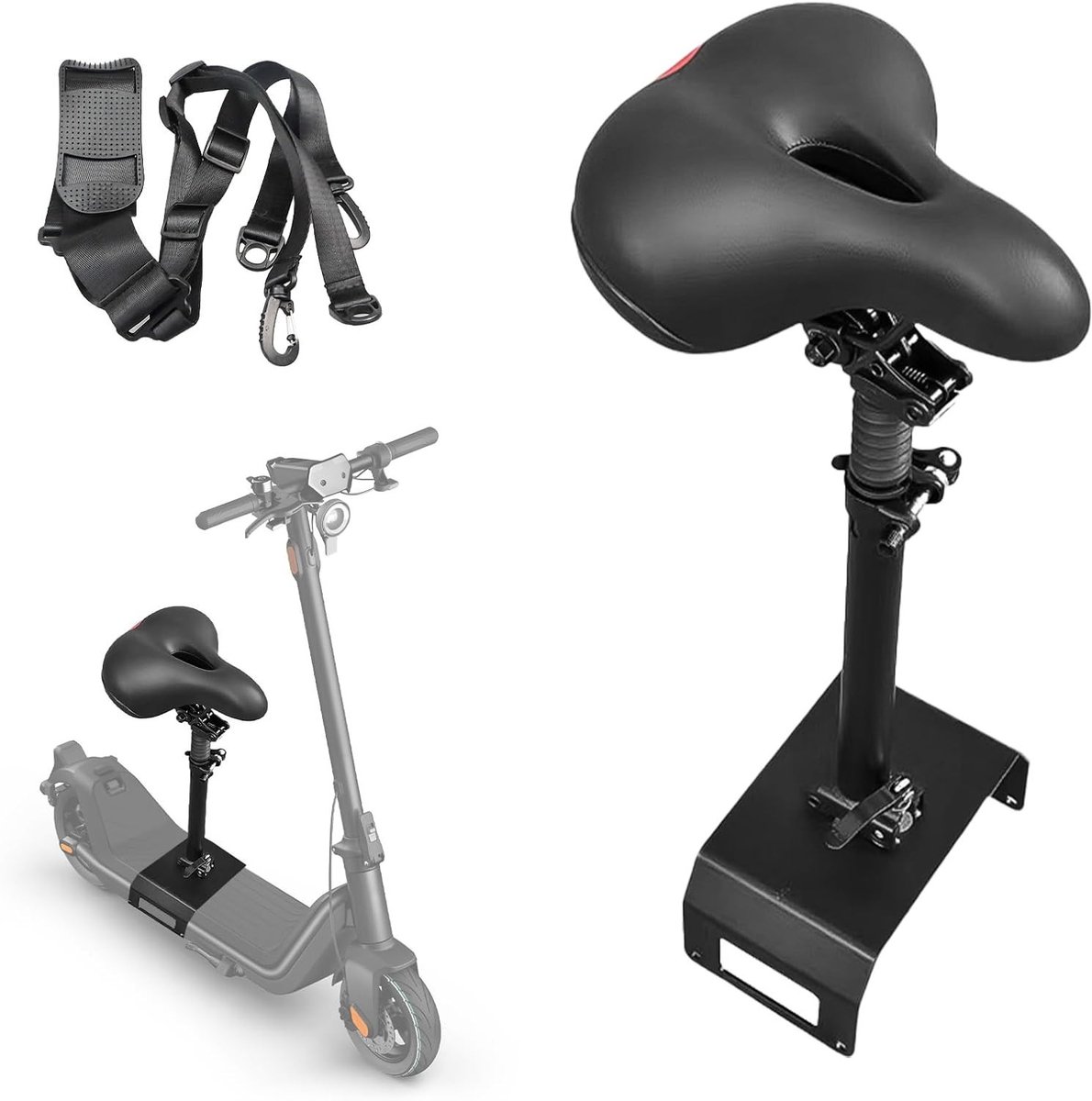 Zadel voor Elektrische Scooter - Verstelbaar en Comfortabel Zitje met Bagagedrager - Geschikt voor Niu KQi3 - 2019-2024 - Segway Accessoire - Schokabsorberend - Duurzaam Design – foto 3